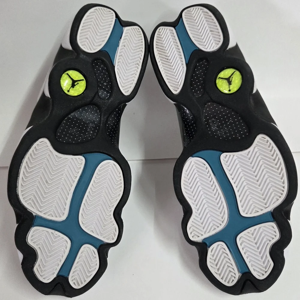 Nike Air Jordan 13 Retro White-Teal-Grey Barons Hologram Mens Sz 10 [414571-115] - Picture 8 of 10
